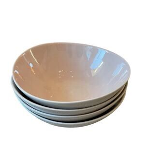 Neiman Marcus Hand Painted Porcelain Cereal Bowls 7in Pink Brushstroke Set of 4